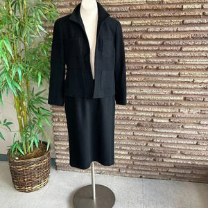 Doncaster Black Wool Blend Boxy Blazer Straight Skirt Suit Size 10 and 12